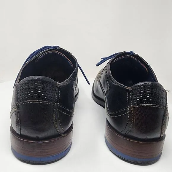 Stacy Adams Rooney Wingtip Men 12M Oxford Brown Dress Shoes w/ Blue Laces 25323