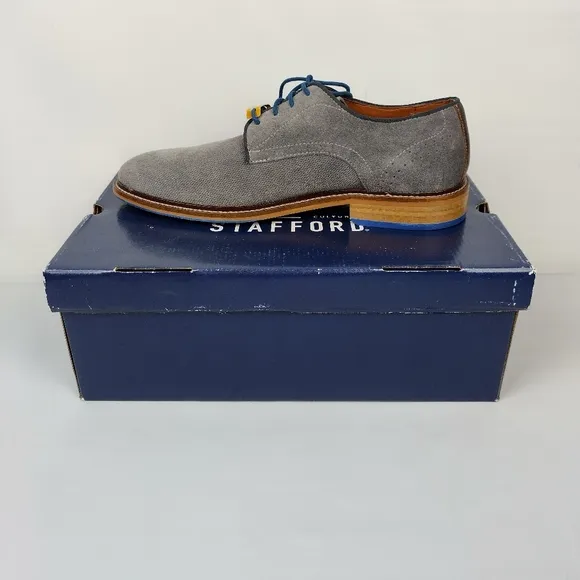Stafford mison‎ water resistant suade gray Oxford Casual dress Shoes Size 8.5 M