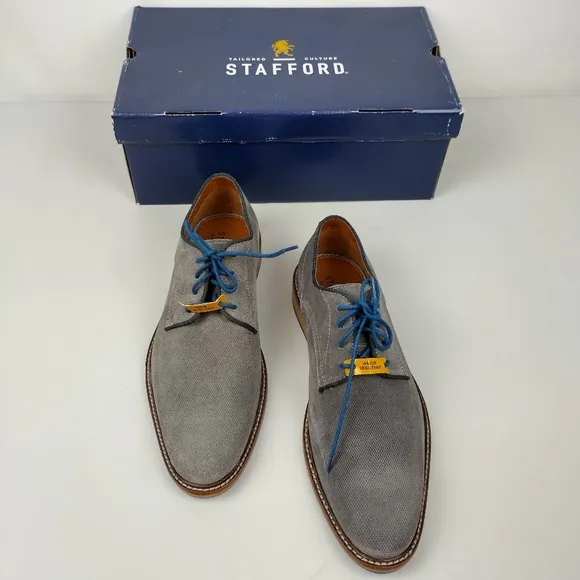 Stafford mison‎ water resistant suade gray Oxford Casual dress Shoes Size 8.5 M