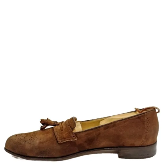 STETSON Shoe Co. Bespoke Brown Brogue Suede Tassel Loafer 10D