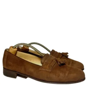 STETSON Shoe Co. Bespoke Brown Brogue Suede Tassel Loafer 10D