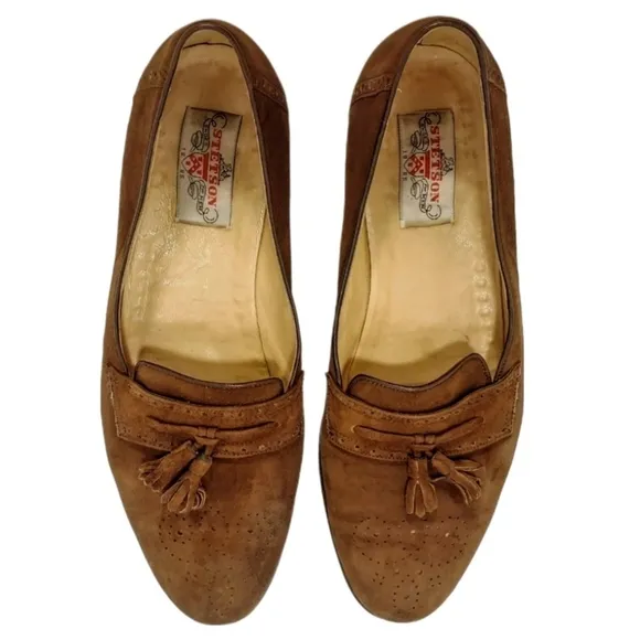 STETSON Shoe Co. Bespoke Brown Brogue Suede Tassel Loafer 10D