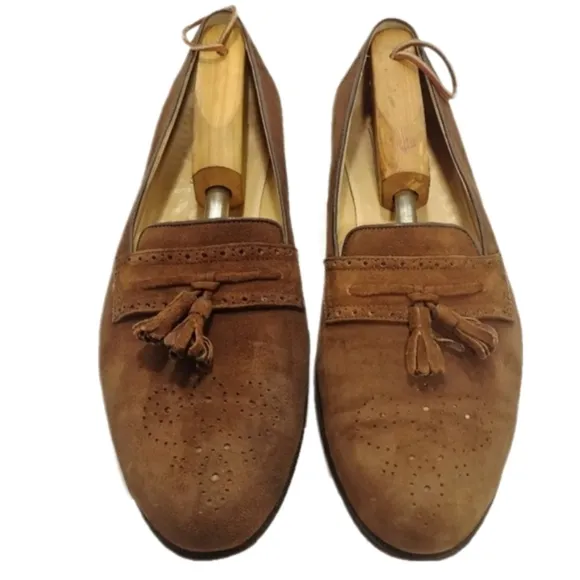 STETSON Shoe Co. Bespoke Brown Brogue Suede Tassel Loafer 10D