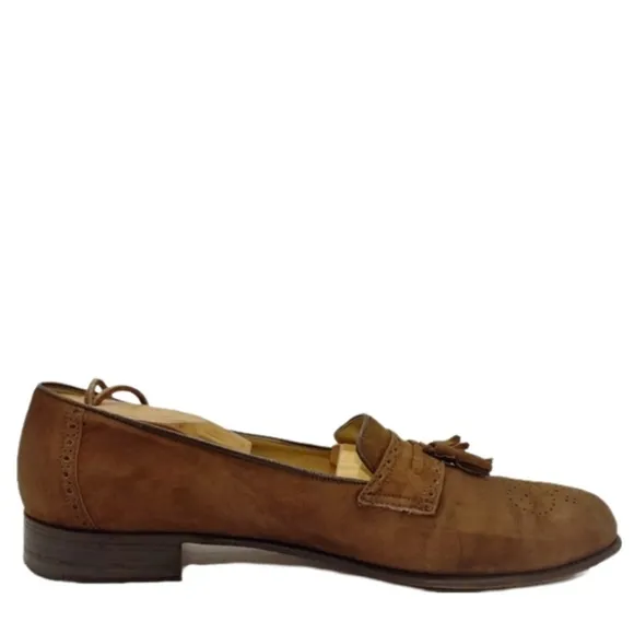 STETSON Shoe Co. Bespoke Brown Brogue Suede Tassel Loafer 10D