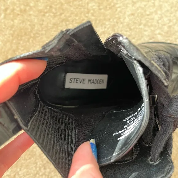 Steve Madden Black Combat Booties Size 6
