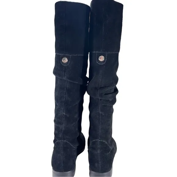 Steve Madden Black Suede Knee Boots Balen Womens Shoes Size 6.5