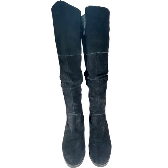 Steve Madden Black Suede Knee Boots Balen Womens Shoes Size 6.5