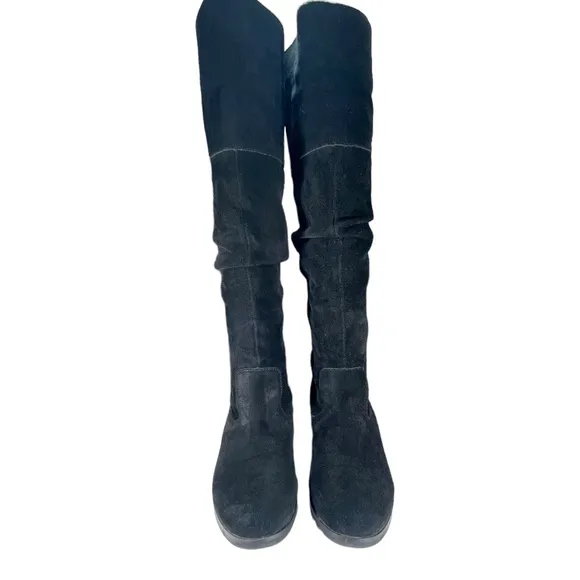 Steve Madden Black Suede Knee Boots Balen Womens Shoes Size 6.5