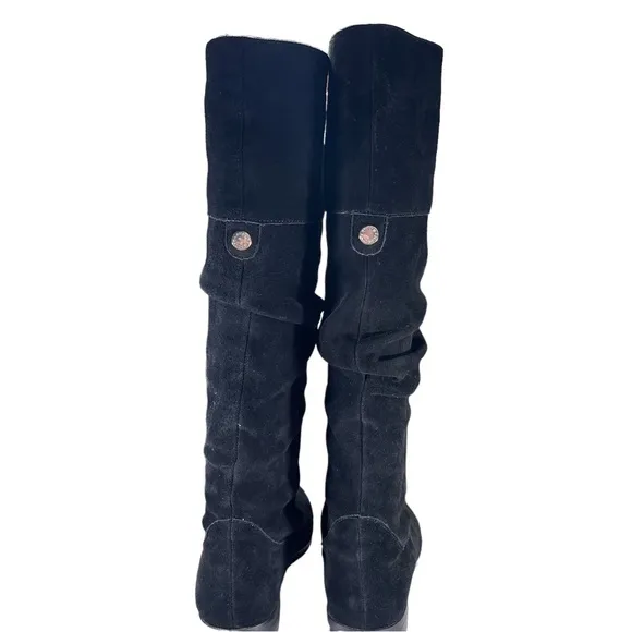 Steve Madden Black Suede Knee Boots Balen Womens Shoes Size 6.5