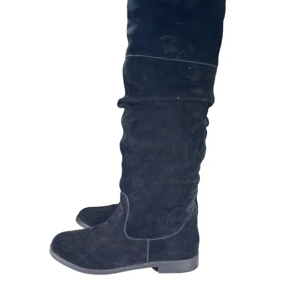 Steve Madden Black Suede Knee Boots Balen Womens Shoes Size 6.5