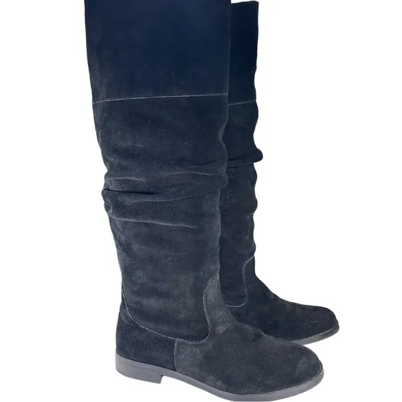Steve Madden Black Suede Knee Boots Balen Womens Shoes Size 6.5
