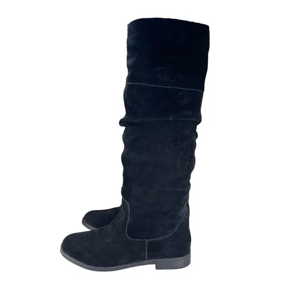 Steve Madden Black Suede Knee Boots Balen Womens Shoes Size 6.5