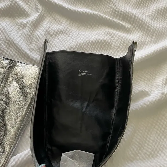Steve Madden Silver Zelda Pointed Toe Block Heel Under the Knee Boots