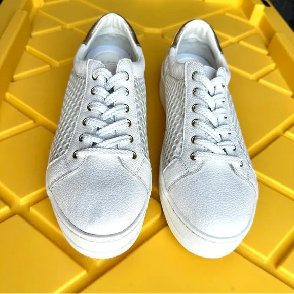 STEVEN By STEVE MADDEN NATURAL COMFORT “NAPAW” WHITE LEATHER &amp; MESH SNEAKERS