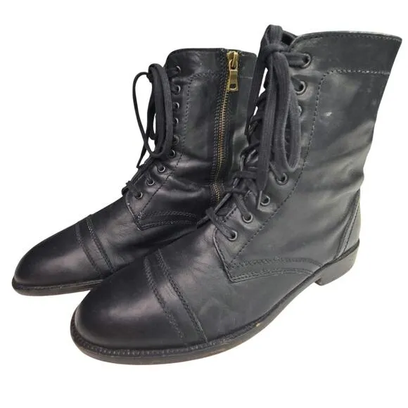 Straight To Hell - Division – Black and Brass Leather Combat Boots Sz 8.5 EUC