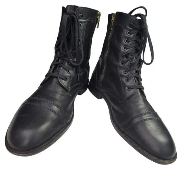 Straight To Hell - Division – Black and Brass Leather Combat Boots Sz 8.5 EUC