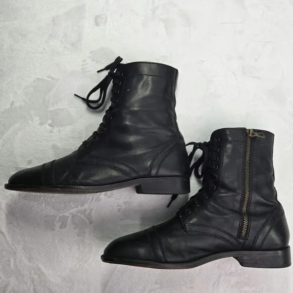 Straight To Hell - Division – Black and Brass Leather Combat Boots Sz 8.5 EUC