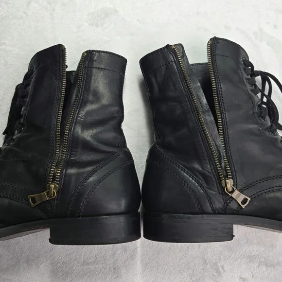 Straight To Hell - Division – Black and Brass Leather Combat Boots Sz 8.5 EUC