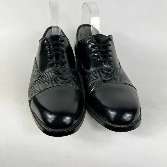 Stuart McGuire Neolite Dress Shoes Mens 9 Black Leather Embossed Classic Cap Toe