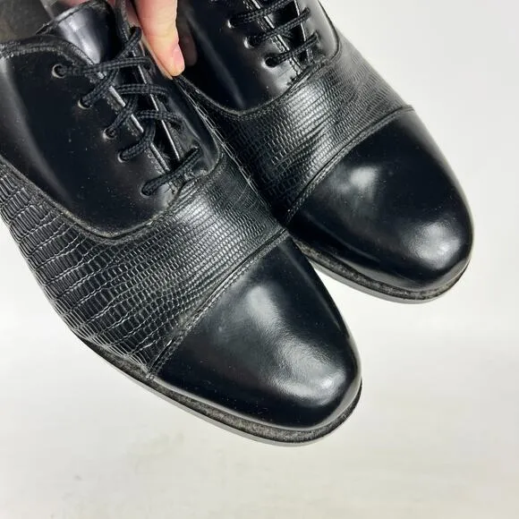 Stuart McGuire Neolite Dress Shoes Mens 9 Black Leather Embossed Classic Cap Toe