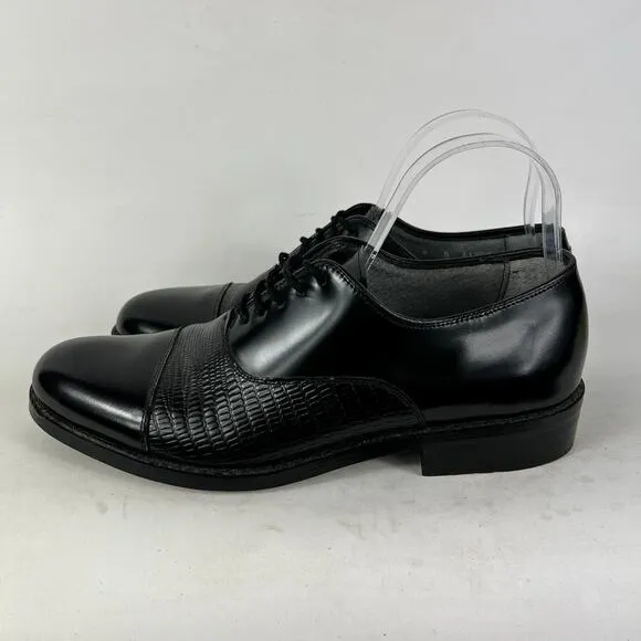 Stuart McGuire Neolite Dress Shoes Mens 9 Black Leather Embossed Classic Cap Toe