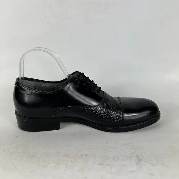 Stuart McGuire Neolite Dress Shoes Mens 9 Black Leather Embossed Classic Cap Toe