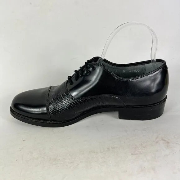 Stuart McGuire Neolite Dress Shoes Mens 9 Black Leather Embossed Classic Cap Toe