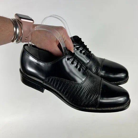Stuart McGuire Neolite Dress Shoes Mens 9 Black Leather Embossed Classic Cap Toe