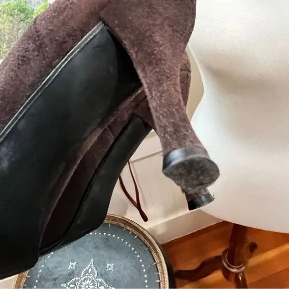 Stuart Weitzman Bootie Brown Suede Stretch Womens Pump Heel Size 10 M Boots