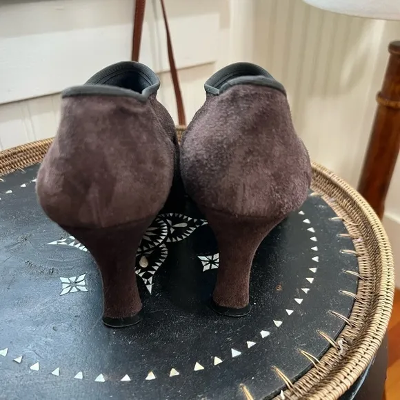 Stuart Weitzman Bootie Brown Suede Stretch Womens Pump Heel Size 10 M Boots
