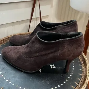 Stuart Weitzman Bootie Brown Suede Stretch Womens Pump Heel Size 10 M Boots