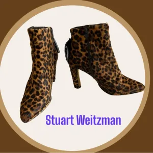 STUART WEITZMAN LEOPARD PONY HAIR BOOTS BOOTIES SHOES NEW 7