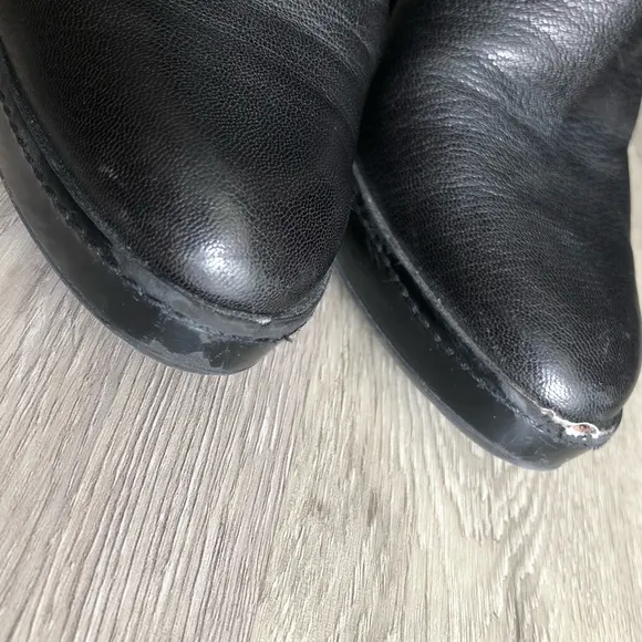 Stuart Weitzman Silver Metal Studded Genuine Black Leather Heeled Ankle Boots