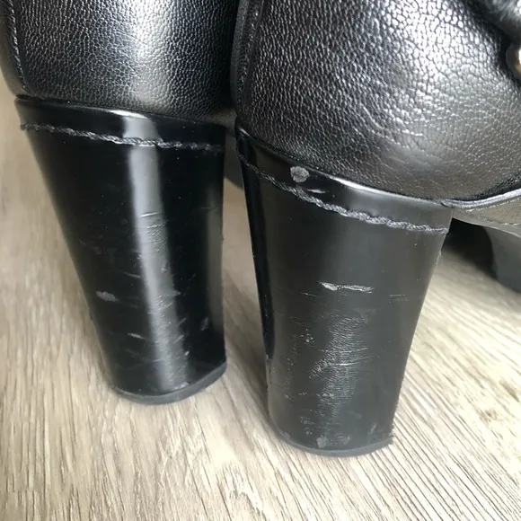 Stuart Weitzman Silver Metal Studded Genuine Black Leather Heeled Ankle Boots