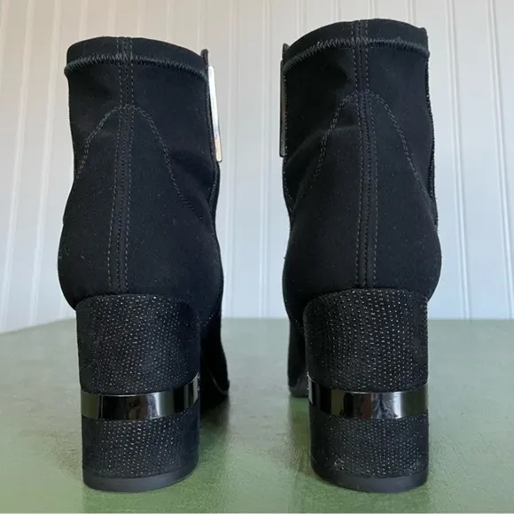 Stuart Weitzman Stretch-Back Suede Ankle Boots w Metal Accents