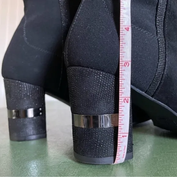 Stuart Weitzman Stretch-Back Suede Ankle Boots w Metal Accents