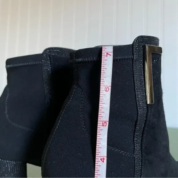 Stuart Weitzman Stretch-Back Suede Ankle Boots w Metal Accents
