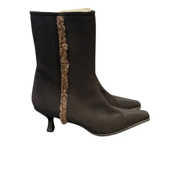 Stuart Weitzman Women's Black Suede Ankle Boots Size 8.5 Zip Closure