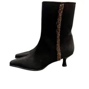 Stuart Weitzman Women's Black Suede Ankle Boots Size 8.5 Zip Closure