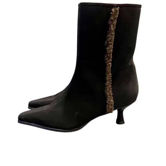 Stuart Weitzman Women's Black Suede Ankle Boots Size 8.5 Zip Closure