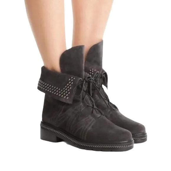 STUART WEITZMAN - Yadastud - Brown Suede Bronze Stud Moto Ankle Boots - NWOT