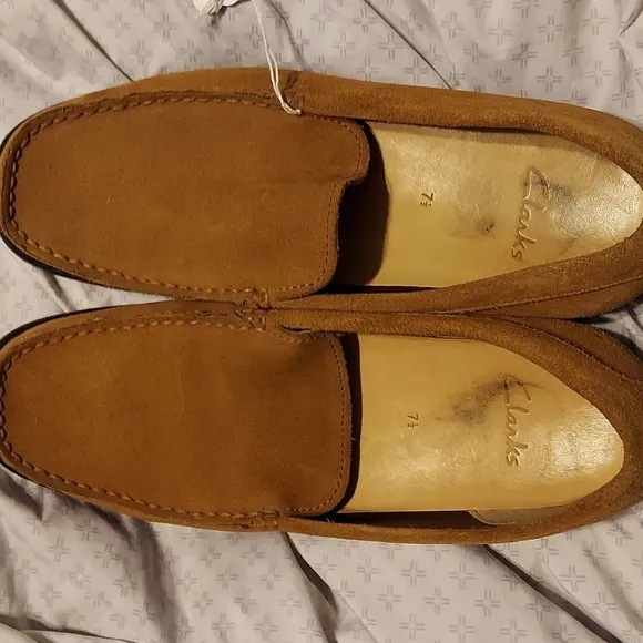 Suede loafers by Clark. Great used condition.