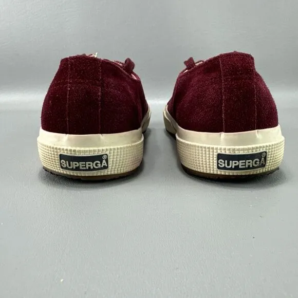 Superga Velvet Shoes Womens Size 7.5M‎ Maroon Red Casual Comfort Sneakers