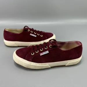 Superga Velvet Shoes Womens Size 7.5M‎ Maroon Red Casual Comfort Sneakers
