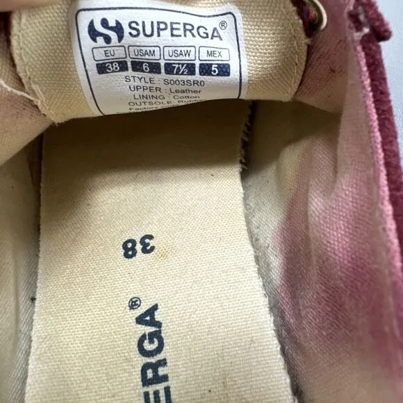 Superga Velvet Shoes Womens Size 7.5M‎ Maroon Red Casual Comfort Sneakers