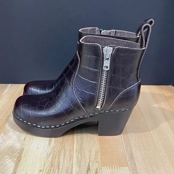 Swedish Hasbeens Boots Zip It Emy Clog Ankle Boots | NWOB