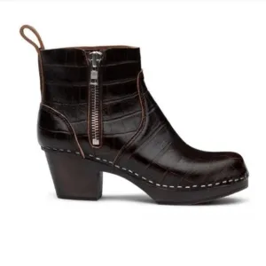 Swedish Hasbeens Boots Zip It Emy Clog Ankle Boots | NWOB