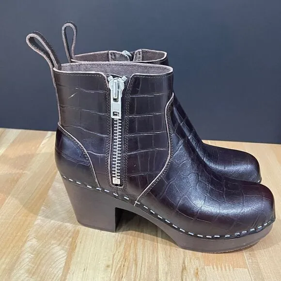 Swedish Hasbeens Boots Zip It Emy Clog Ankle Boots | NWOB