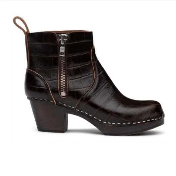 Swedish Hasbeens Boots Zip It Emy Clog Ankle Boots | NWOB
