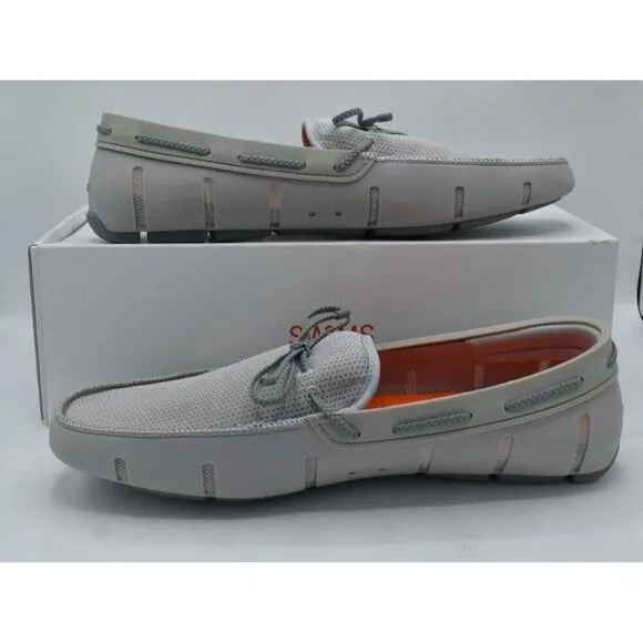 SWIMS Mens Size 15 Braided Lace Light Gray Slip On Loafers Shoes